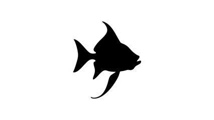 Obraz premium Silhouette of a fish swimming against a white background 