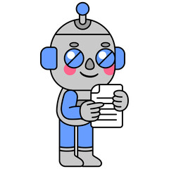 Obraz premium Cute robot holding a document