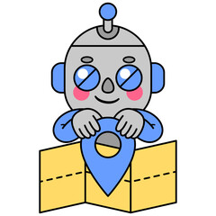 Cute robot holding location pin