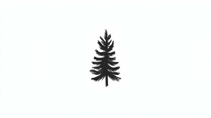 Naklejka premium Black Pine Tree Illustration, Simple Nature Graphic
