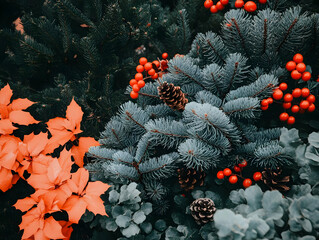 Winter Botanical Illustration: Festive Greenery