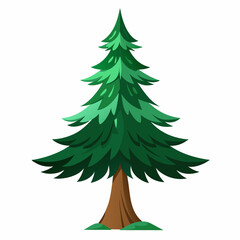 Green pine tree illustration with vibrant foliage against a blank background