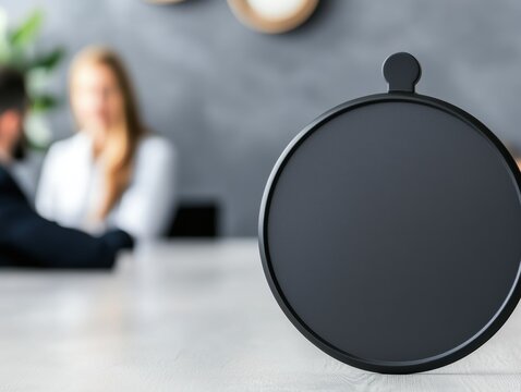 Wall plaque with Employee of the Year text in an office, surrounded by decor, celebrating recognition in a business culture context - Powered by Adobe