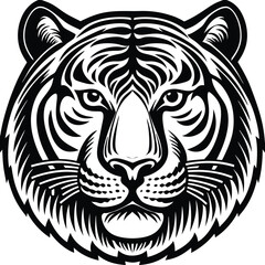 tiger head icon silhouette vector art illustration