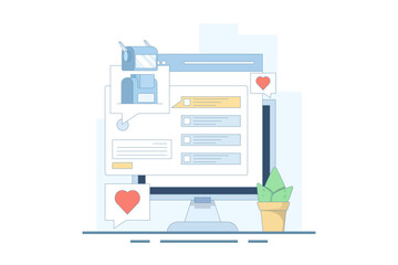 AI Chat Bot Concept integrated with search engine, AI chat helps search engine, AI gives answers to questions. Artificial intelligence, flat vector illustration on background.