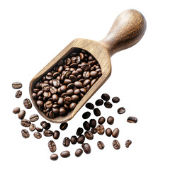 Obraz premium Coffee beans in a wooden scoop kitchen food photography rustic view