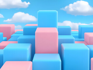 Obraz premium Pastel Cube 3D Render Background