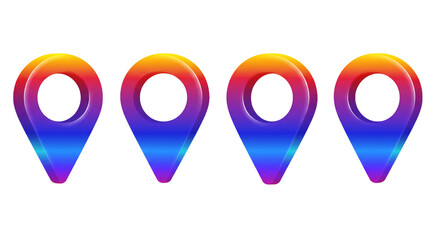 Gradient Location Pin Icons - Vector Map Markers Set