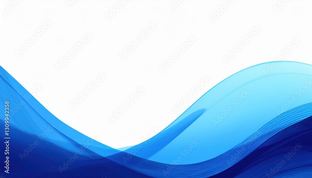Fototapete minimalistic abstract blue wave design with gradient flow, dynamic curved lines, and soft transparency for modern digital background