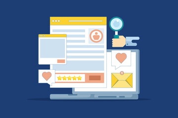 Concept Customers share product ratings on websites, brand marketing strategies, customer reviews and ratings on social media. User feedback and website ratings Customer feedback, review websites.