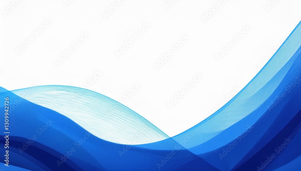 Fototapete minimalistic abstract blue wave design with gradient flow, dynamic curved lines, and soft transparen