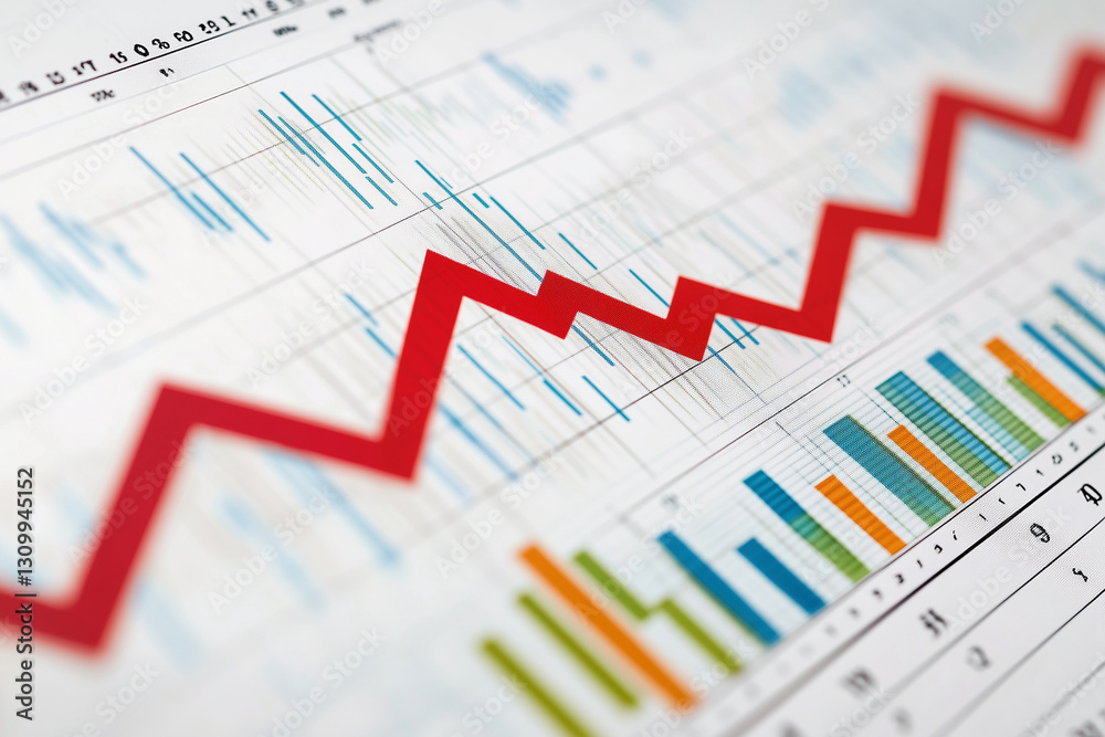 Poster graph with a red line showing a downward trend. the graph is on a white background. the red line is 