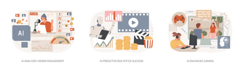 AI in digital Entertainment abstract concept vector illustrations.