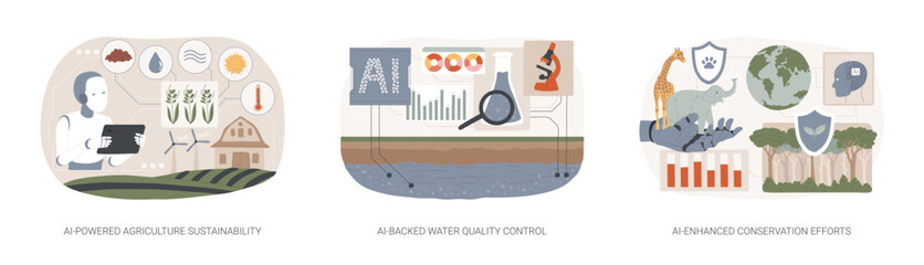 AI for Environmental protection abstract concept vector illustrations.