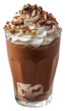 PNG A cuo of chocolate smoothie with whipping cream on top and cocoa power on top of the whipping cream drink beverage dessert.