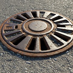 Manhole cover in the city