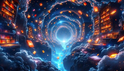 Celestial Library: A Journey Through Infinite Bookshelves