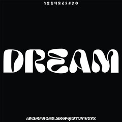 Creative decorative flowing sans serif alphabet display font vector. Curvy dream typeface