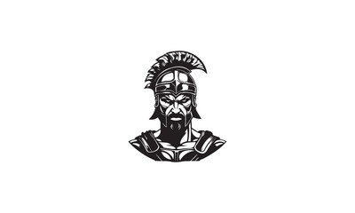 Angry warrior with a beard logo design