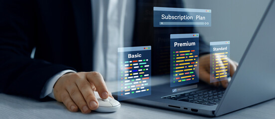 Subscription plan concept. Paid online service subscription plan.Subscription plan offers exclusive...