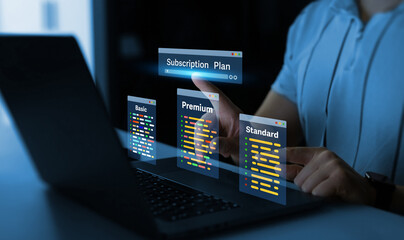 Subscription plan concept. Paid online service subscription plan.Subscription plan offers exclusive...