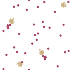 Seamless pattern with red currant berries. Botanical illustration for home decor.