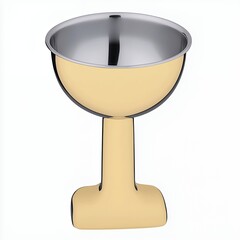 Pale Yellow Metal Bowl with Stainless Steel Interior and Square Base