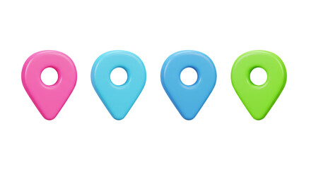Colorful Map Location Pins 3D Render Stock Illustration