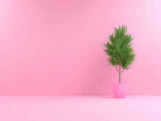 Fototapeta premium Pink Minimalist Plant Pot 3D Render