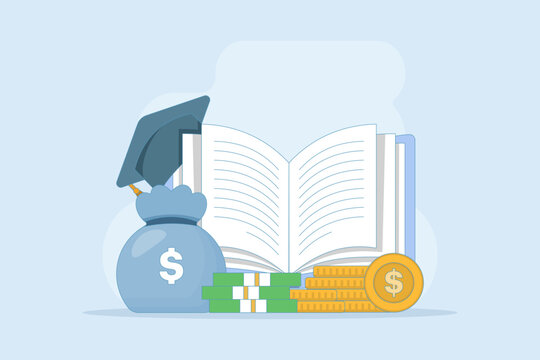 tuition fees in fixed form. Education fund for college, savings for school or university fees, professional qualification fees, study or training fees. Flat vector illustration Background.