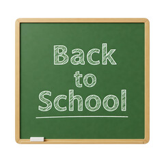 Fototapeta premium Back to school Message Displayed on a Greenboard with Wooden Frame Isolated
