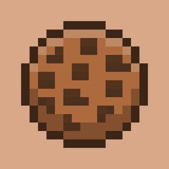 A pixel art illustration of a chocolate chip cookie.