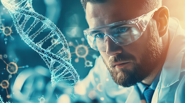 Scientific exploration: genetic research and dna analysis in modern laboratory