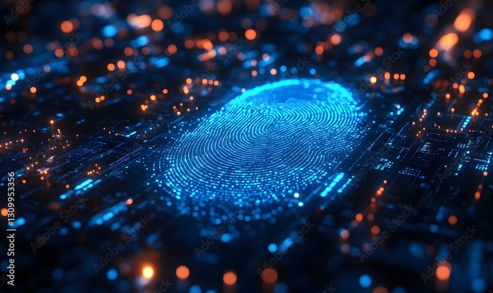 Poster digital fingerprint authentication on circuit board for secure data access and technology