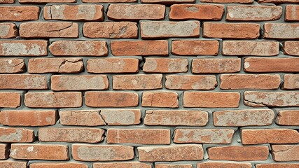 Fototapeta premium Aged Brick Wall Texture - Cracked and Chipped Background
