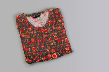 Indian made women's nightwear(Nighty) on gray background