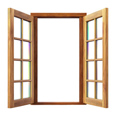 PNG Wooden double windows open wooden frame door.