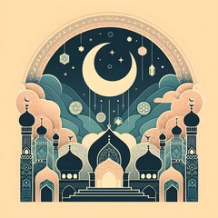 eid mubarak greeting card vector