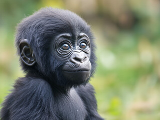 Obraz premium Cute baby gorilla sitting