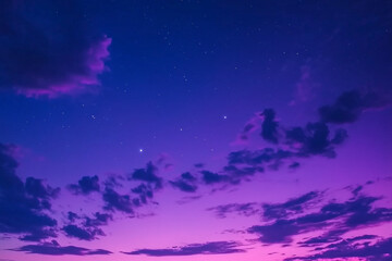 Black Blue Purple Magenta Sky with Clouds, Glowing