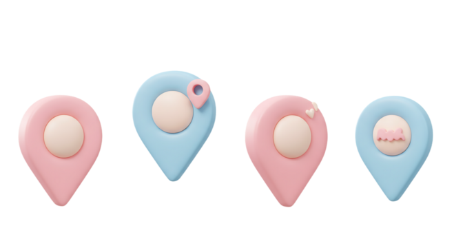 3D Location Pin Icon Set - Cute and Colorful Map Markers