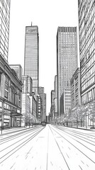Obraz premium Cityscape architecture urban downtown street view with skyscrapers, trees. Design use