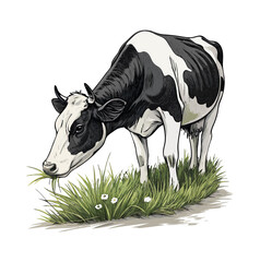 Grazing a dairy cow in the field