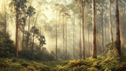 Obraz premium Sunrise Forest Sunlight Trees
