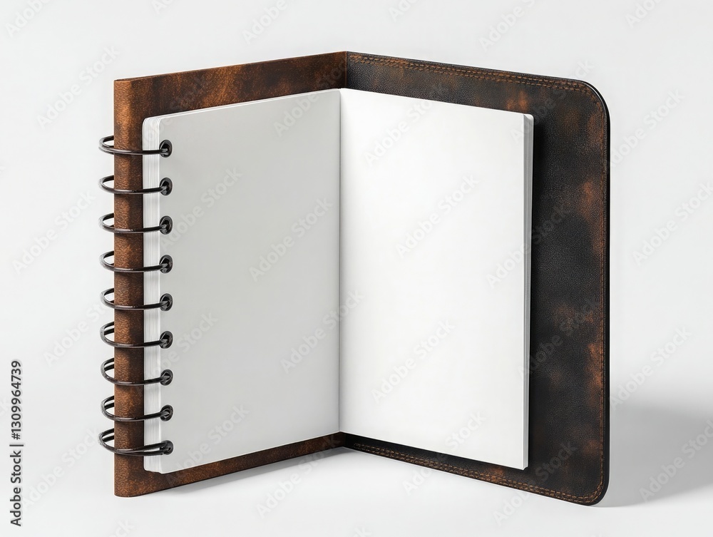 Wall mural a notebook with blank white pages on the front and back, isolated against a clean background