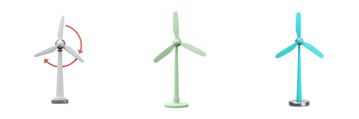 Wind Energy Symbol – 3D Wind Turbine with Energy Arrow