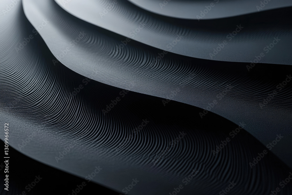 Poster Abstract dark gray waves with subtle textures create a visually captivating, minimalist design.