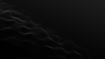 White line black background. Abstract beautiful dynamic color digital particle wave and glowing background , Digital particle technology background . on the gradient background