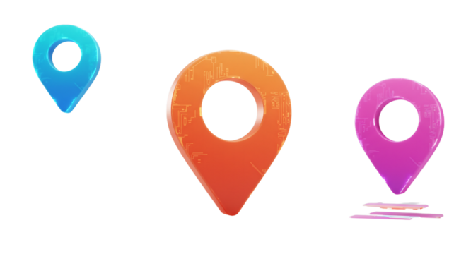 Digital Map Pin Icon 3D Render - Navigation and Location Technology