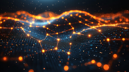 Fototapeta premium Abstract Glowing Particles Digital Landscape